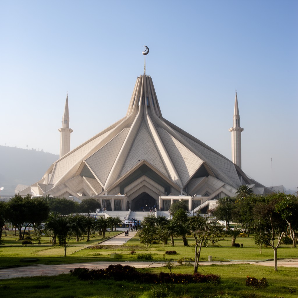 AI-generated illustration of Faisal Mosque