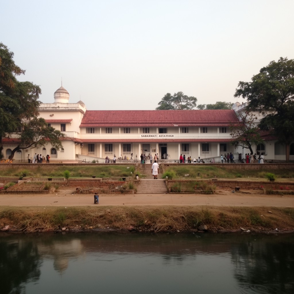 AI-generated illustration of Sabarmati Ashram