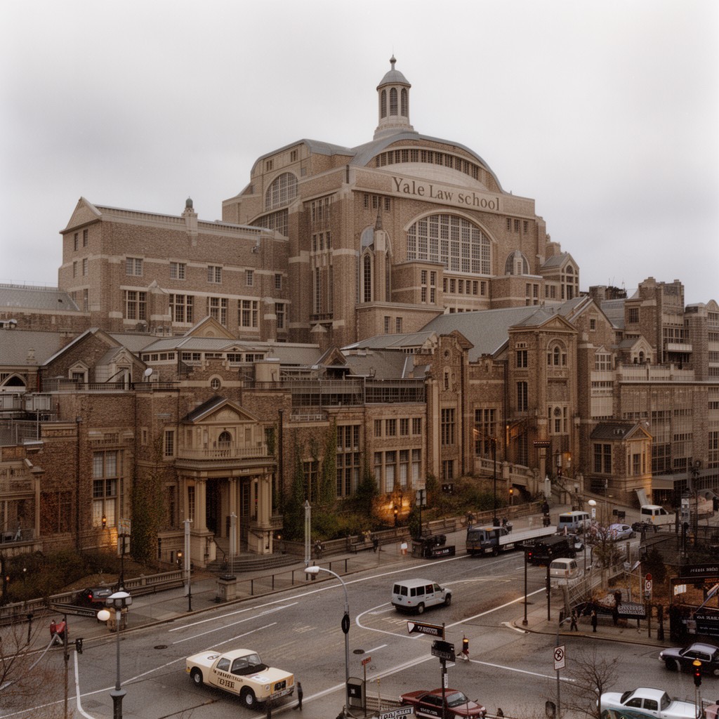 AI-generated illustration of Yale Law School