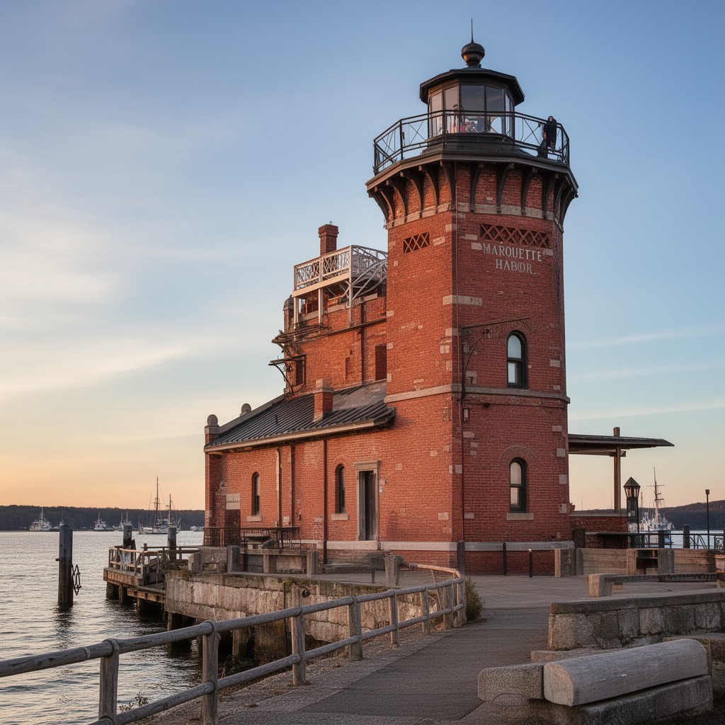 AI-generated illustration of Marquette Harbor Lighthouse