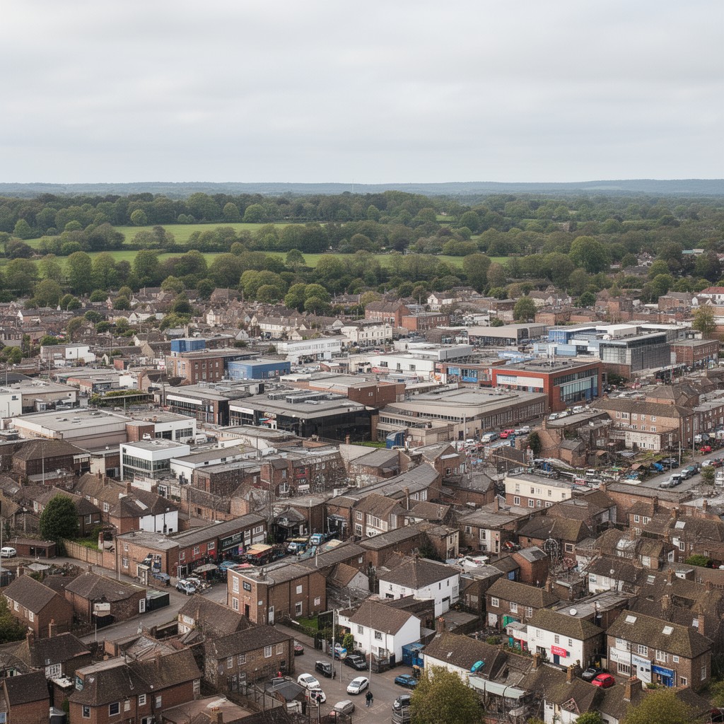 AI-generated illustration of Basingstoke, Hampshire, England