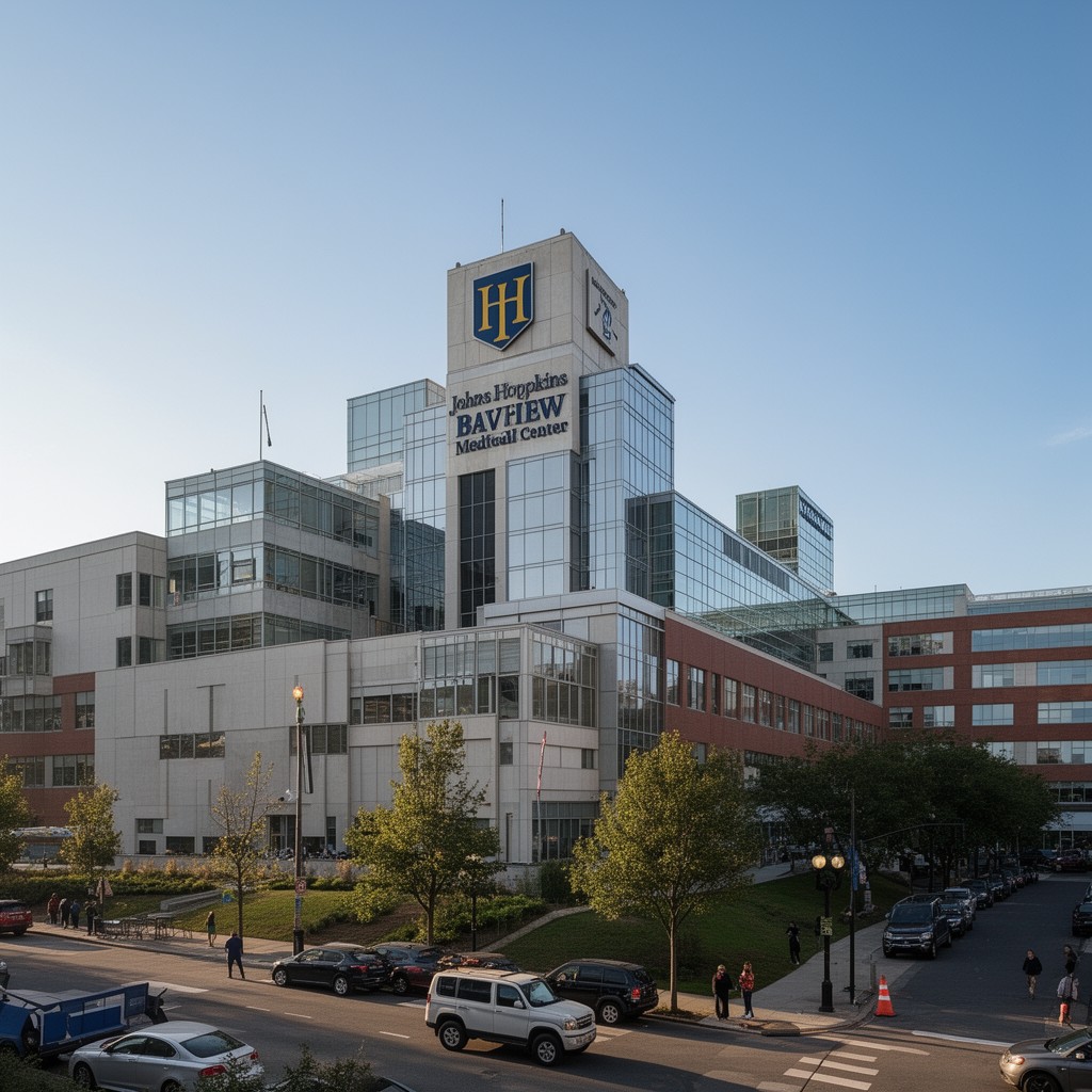 AI-generated illustration of Johns Hopkins Bayview Medical Center