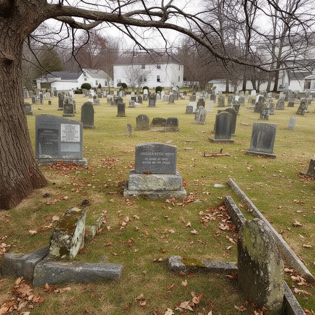 AI-generated illustration of Jordan's Meeting House burial ground