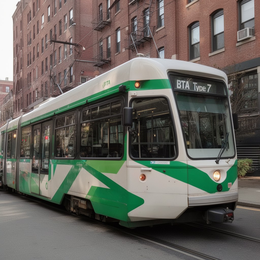 AI-generated illustration of MBTA Type 7 Light Rail Vehicle