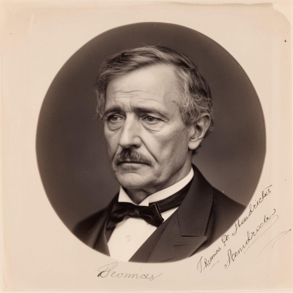 AI-generated illustration of Thomas A. Hendricks