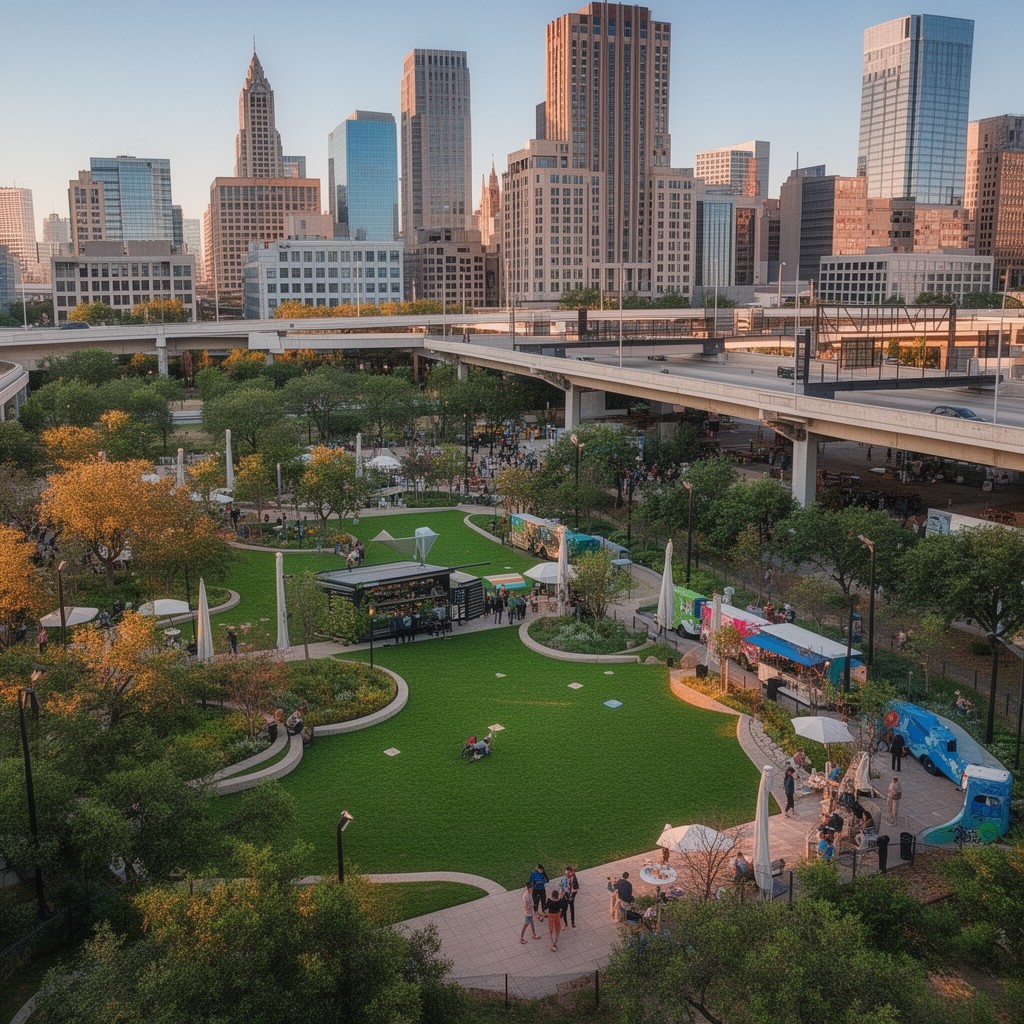 AI-generated illustration of Klyde Warren Park