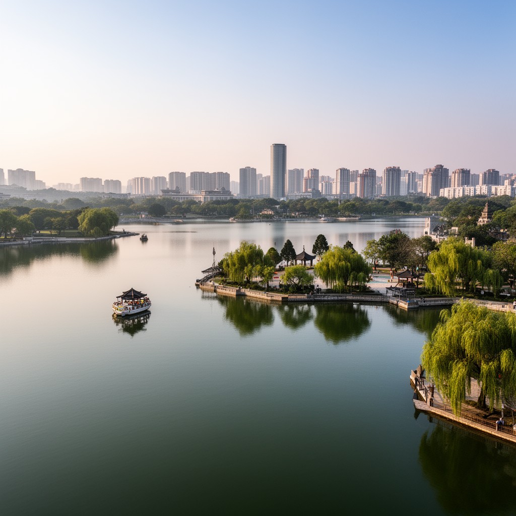 AI-generated illustration of East Lake (Wuhan)