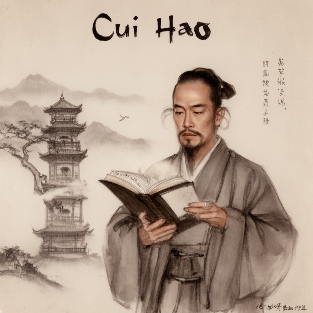 AI-generated illustration of poet Cui Hao