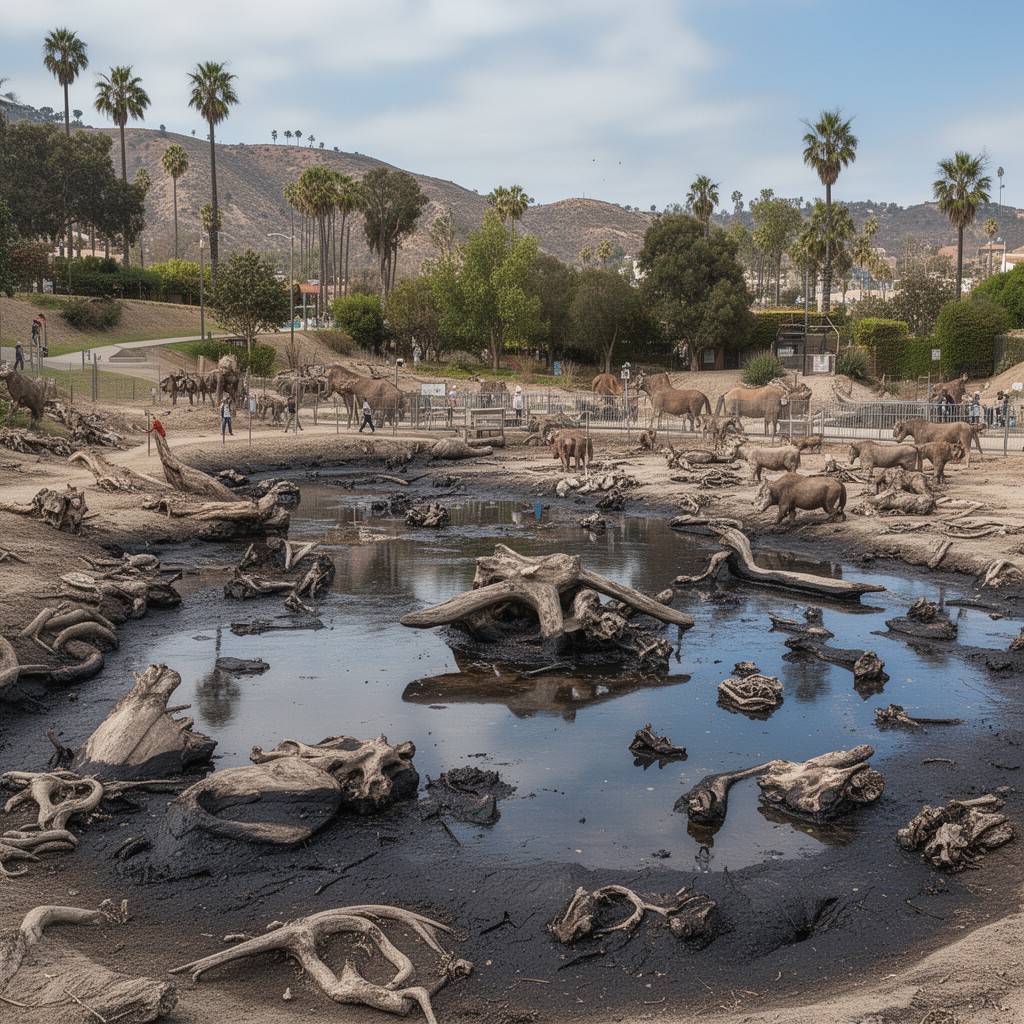 AI-generated illustration of La Brea Tar Pits