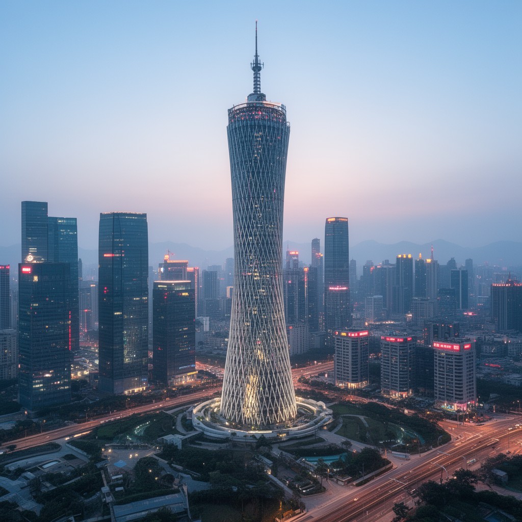 AI-generated illustration of Canton Tower