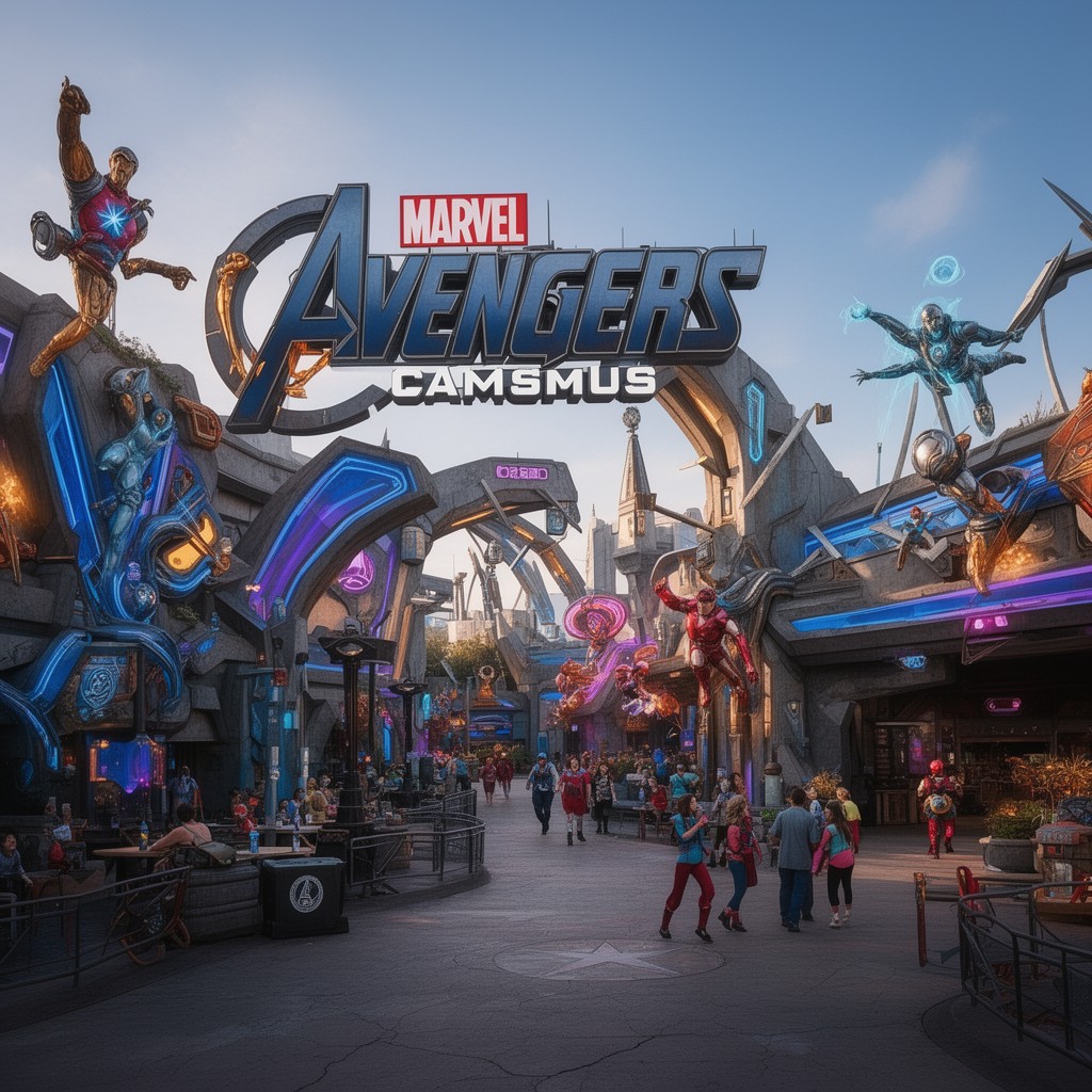 AI-generated illustration of Avengers Campus