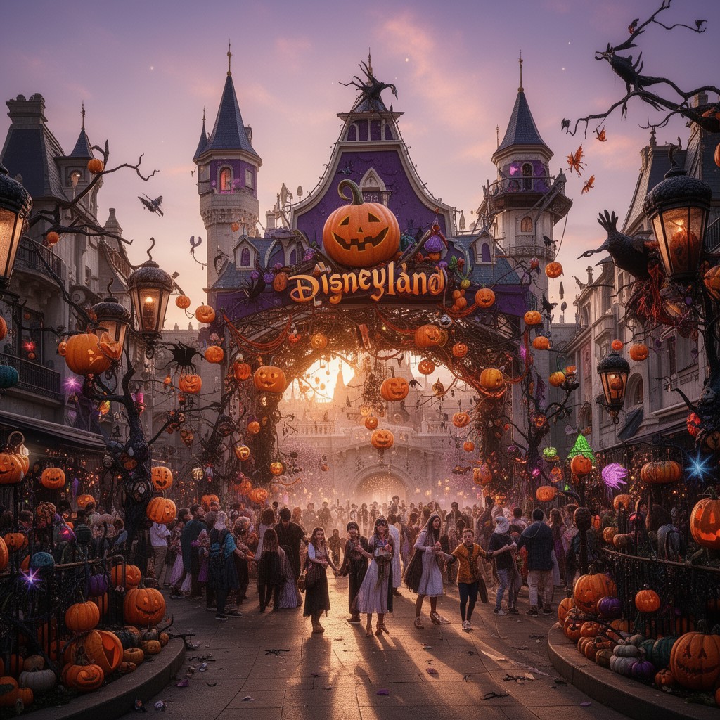 AI-generated illustration of Halloween Time at the Disneyland Resort
