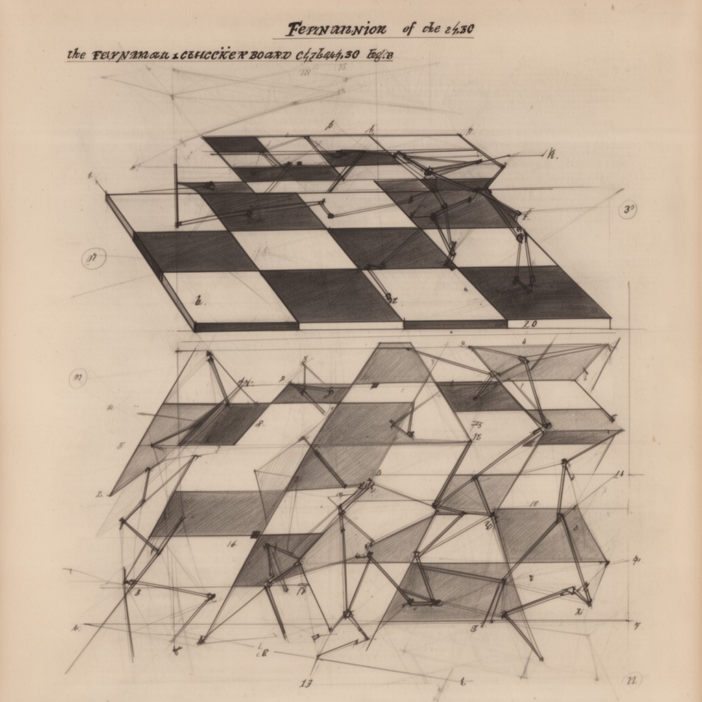 AI-generated illustration of Feynman checkerboard model