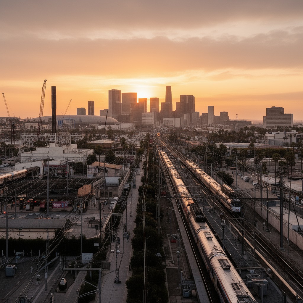AI-generated illustration of Los Angeles via Sunset Limited