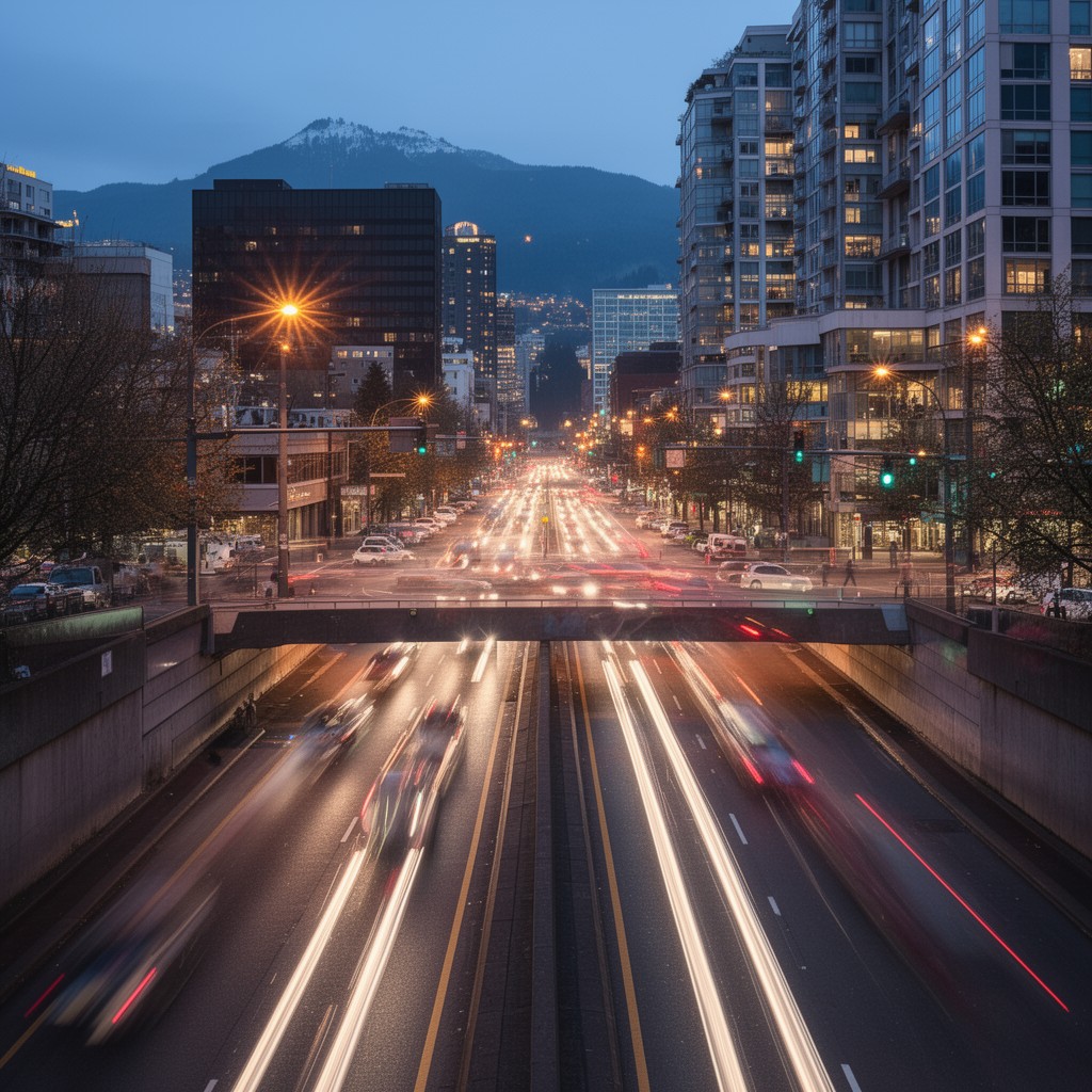 AI-generated illustration of North Interstate Avenue (Rose Quarter edge)