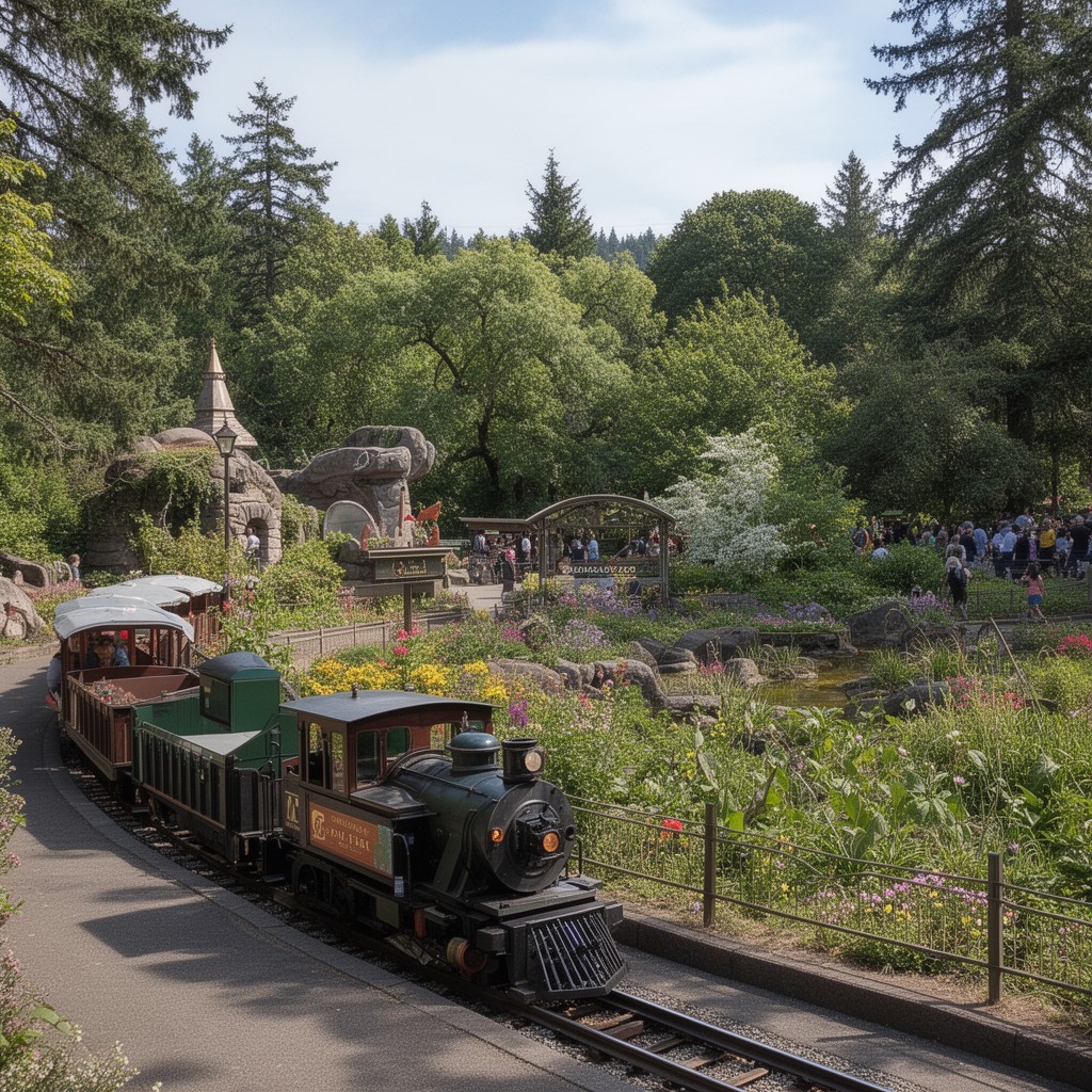 AI-generated illustration of Washington Park and Zoo Railway
