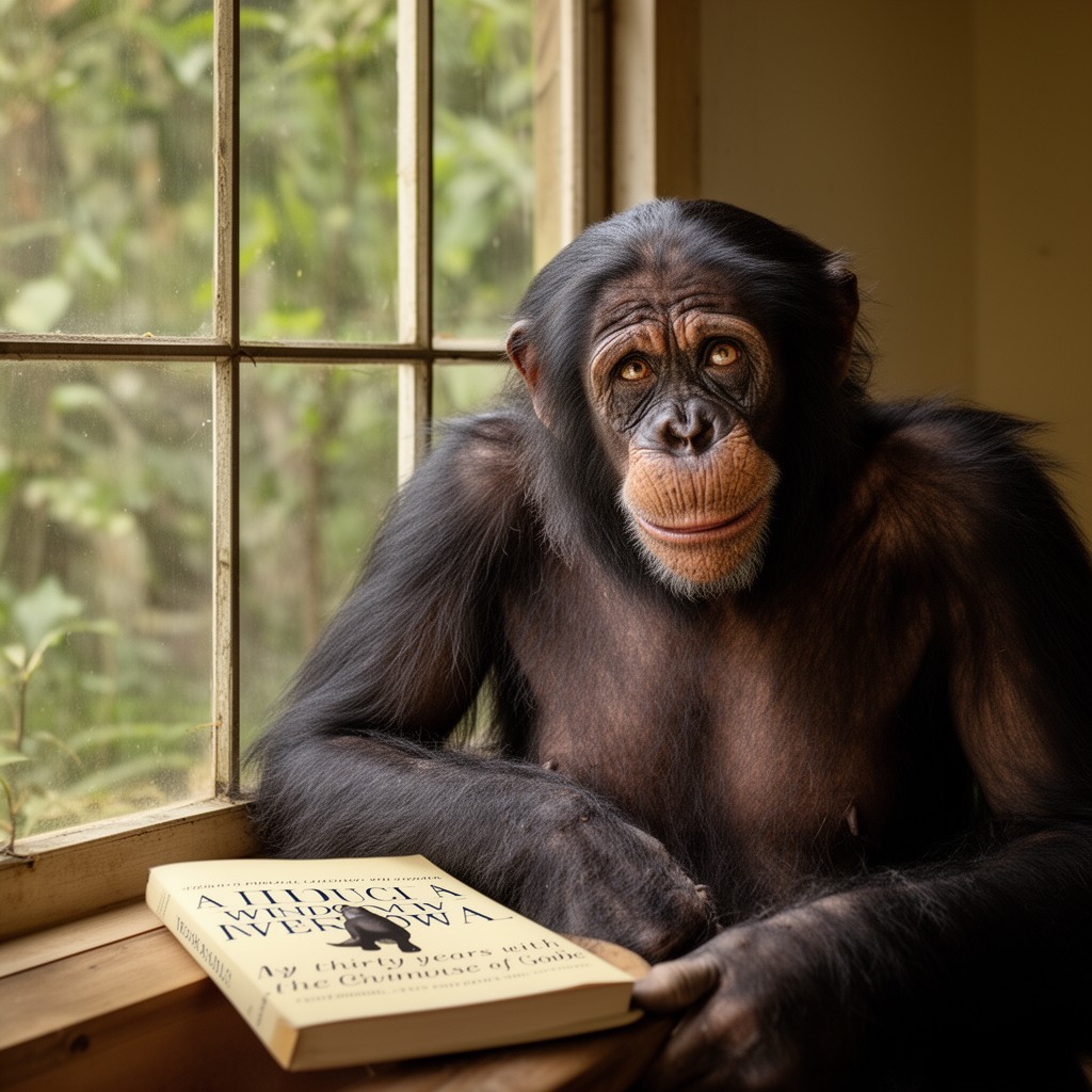 AI-generated illustration of Through a Window: My Thirty Years with the Chimpanzees of Gombe