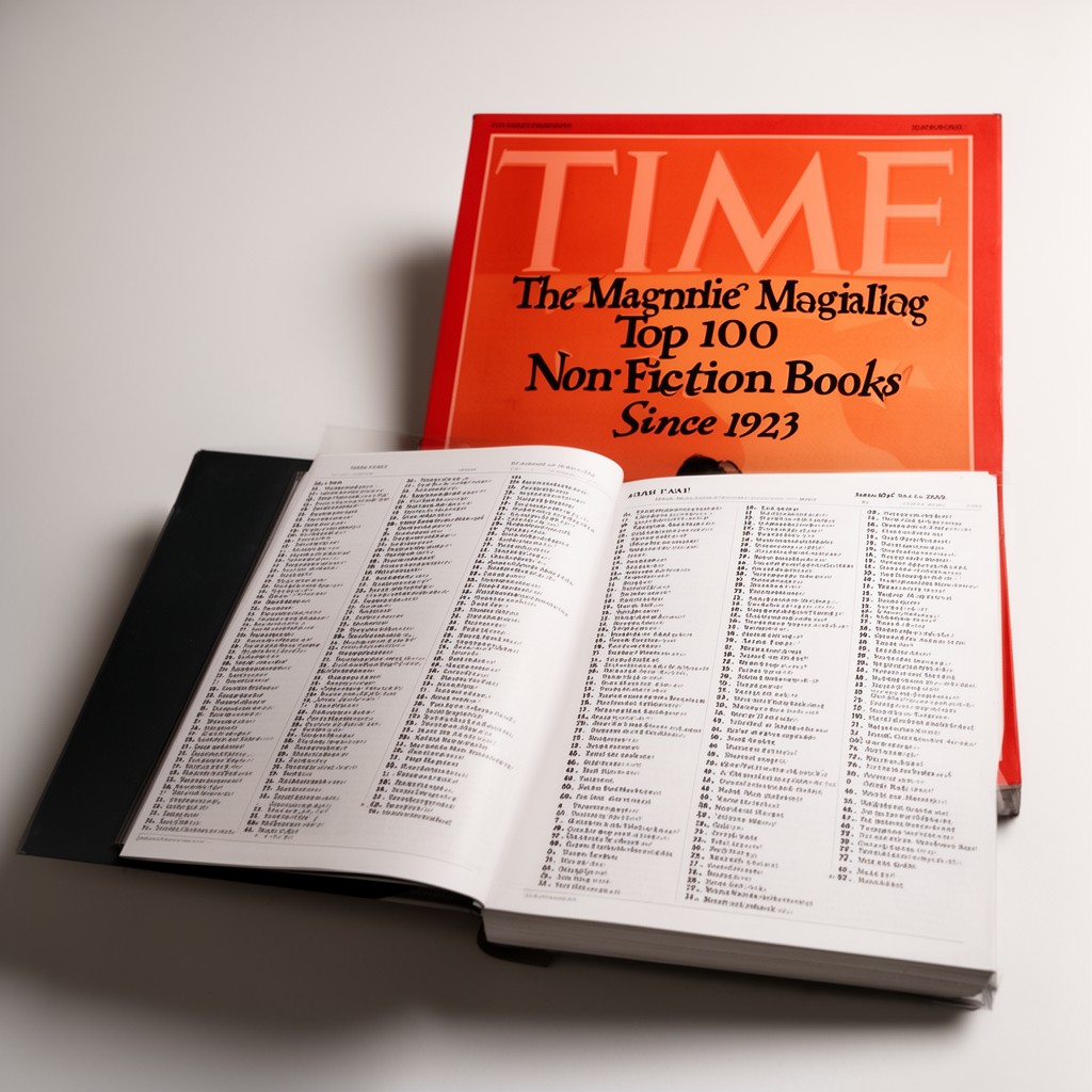 AI-generated illustration of Time magazine Top 100 non-fiction books since 1923
