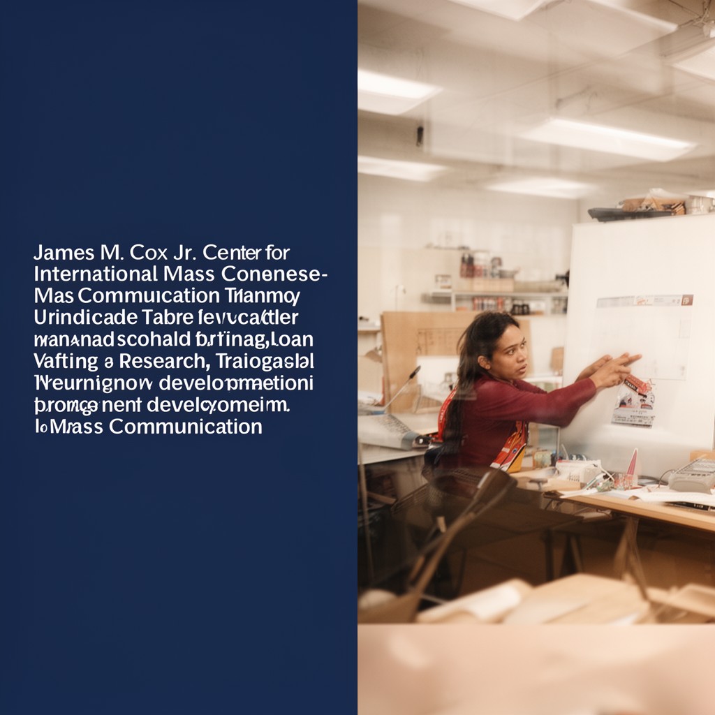 AI-generated illustration of James M. Cox Jr. Center for International Mass Communication Training and Research