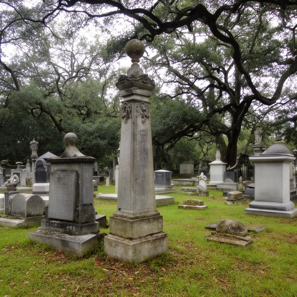 AI-generated illustration of Oakdale Cemetery, Wilmington, North Carolina