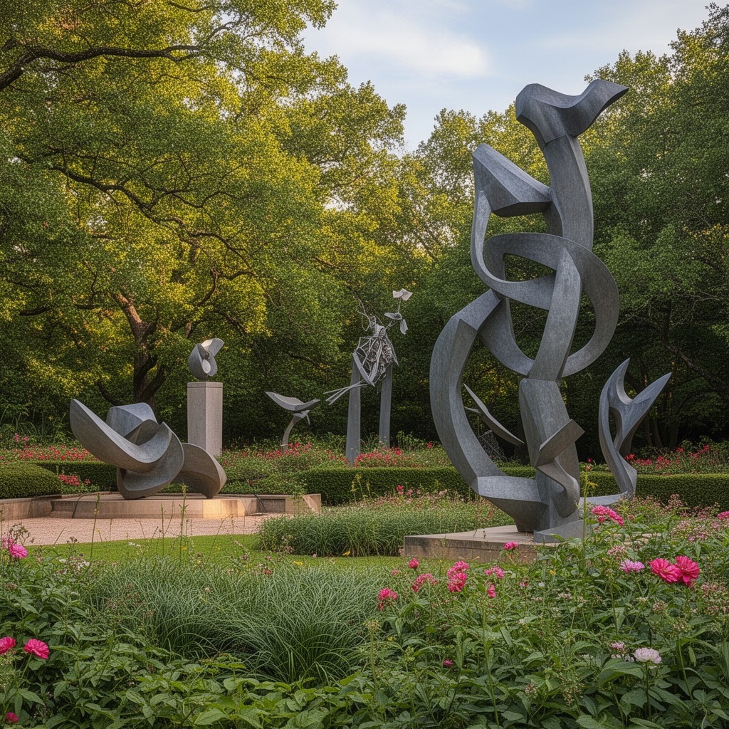AI-generated illustration of Hugh Kaul Sculpture Garden