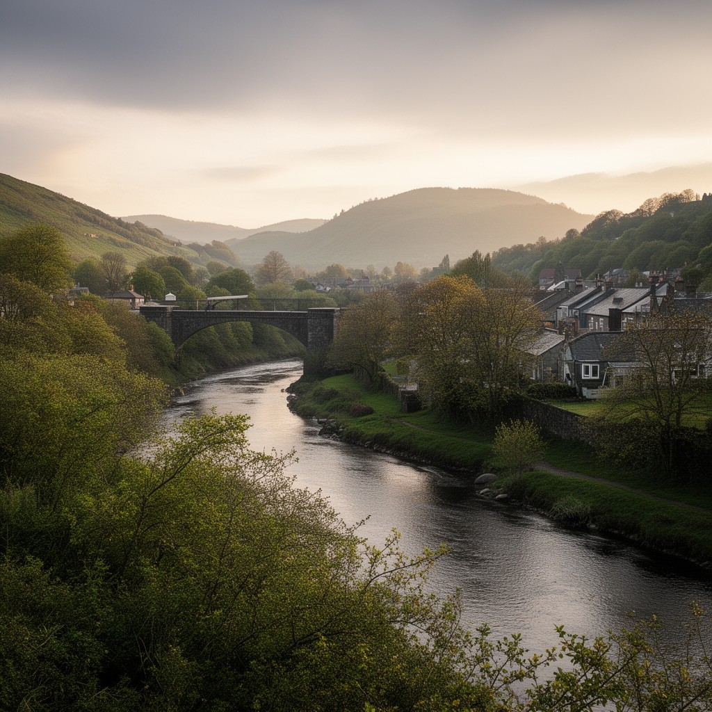 AI-generated illustration of River Taff