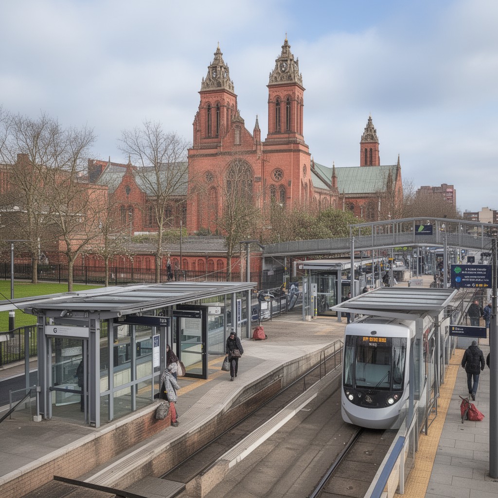 AI-generated illustration of Clayton Hall tram stop
