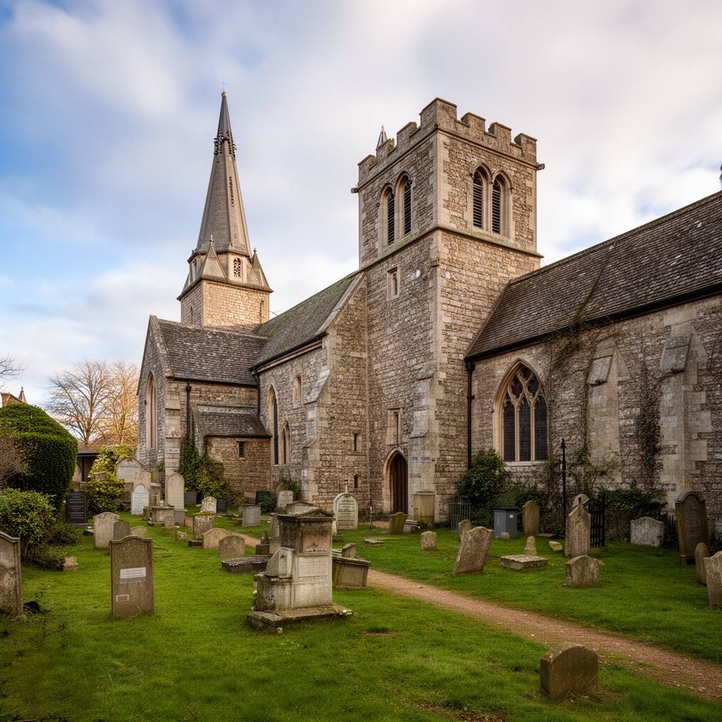 AI-generated illustration of St Mary’s Church, Barnwell, Cambridgeshire
