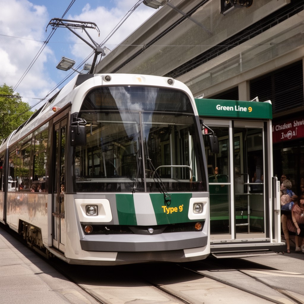AI-generated illustration of MBTA Type 9 Light Rail Vehicle