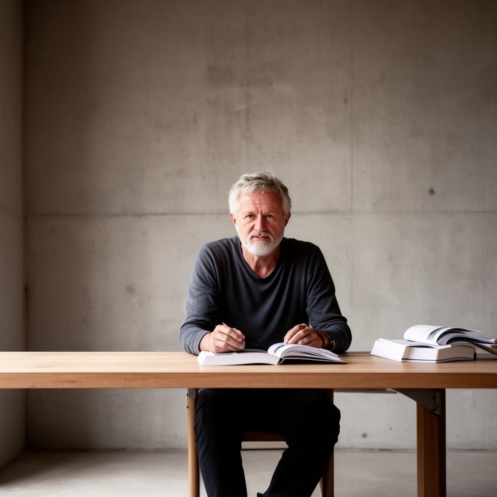 AI-generated illustration of Peter Zumthor
