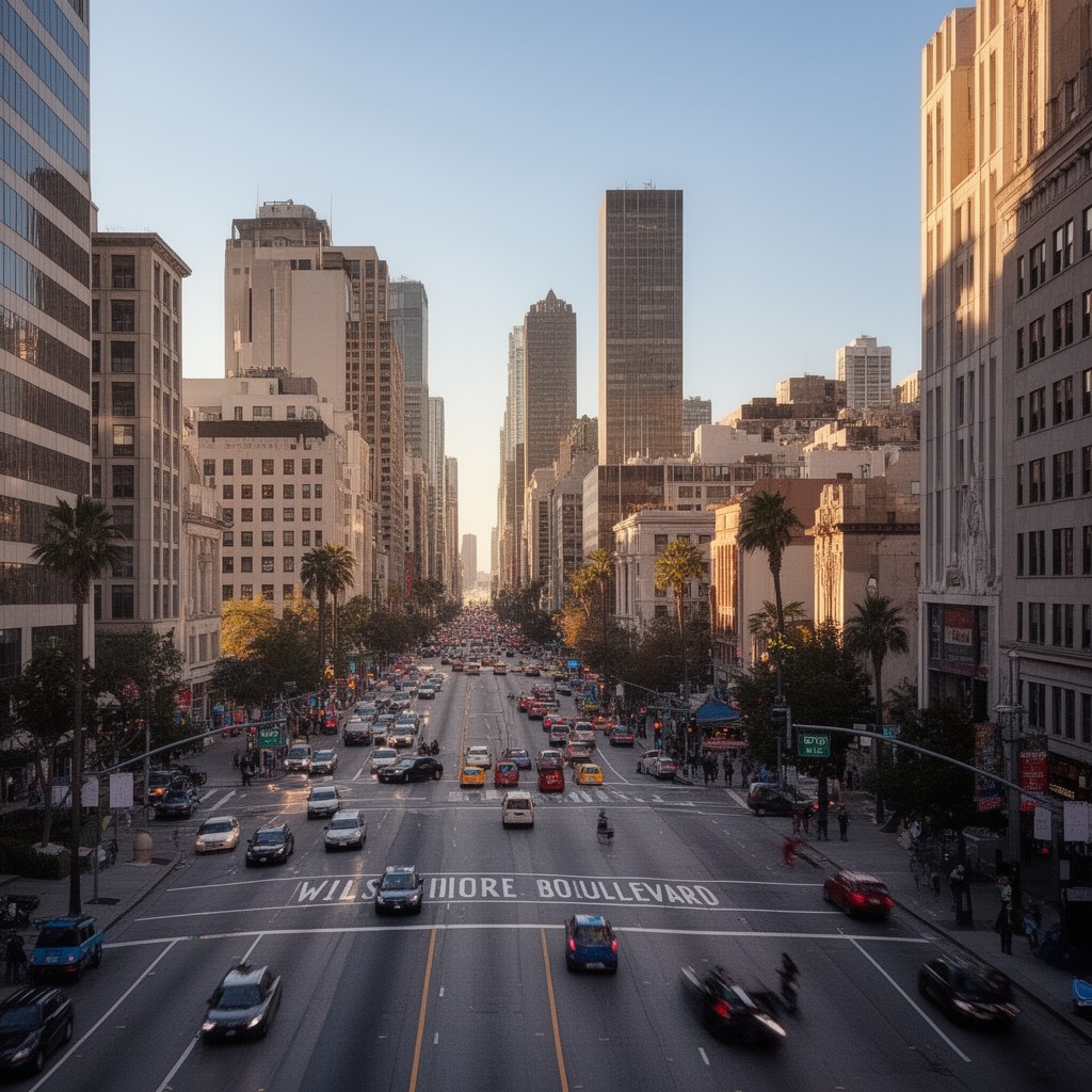 AI-generated illustration of Wilshire Boulevard