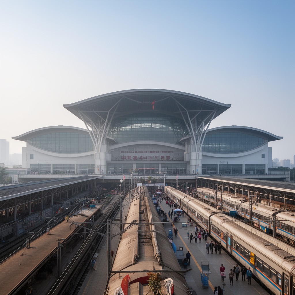 AI-generated illustration of Guangzhou Railway Station