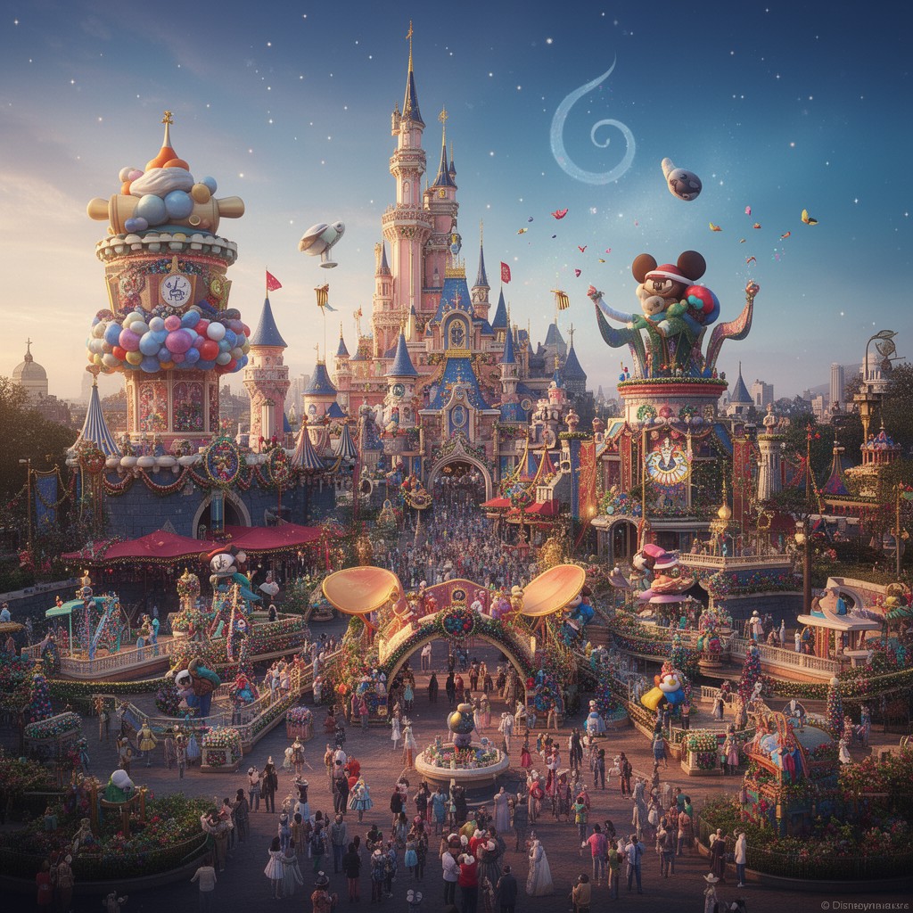 AI-generated illustration of Holidays at the Disneyland Resort