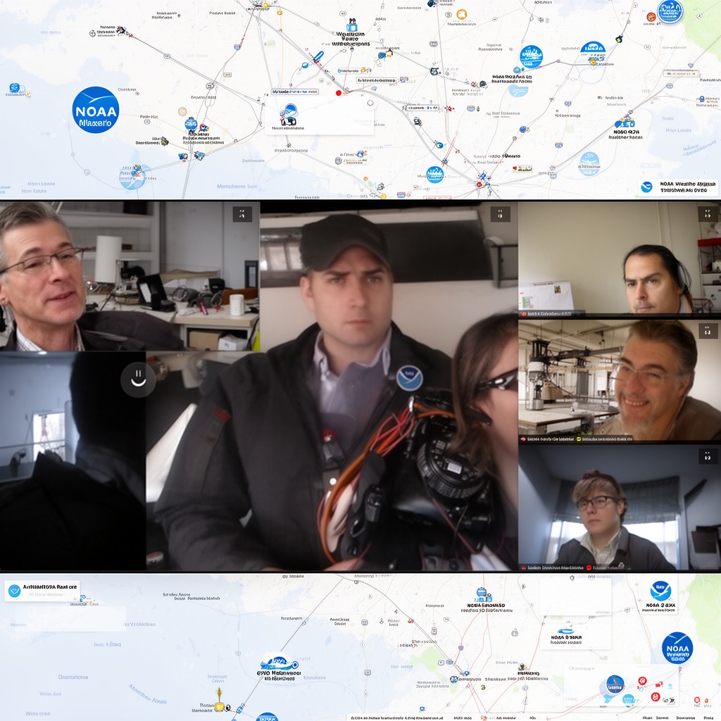 AI-generated illustration of NOAA weather radio network