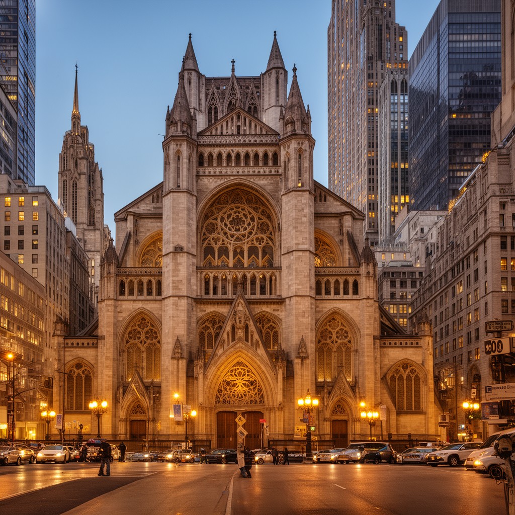 AI-generated illustration of Saint Bartholomew’s Church, New York City