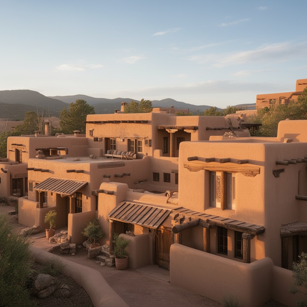 AI-generated illustration of Pueblo Revival architecture