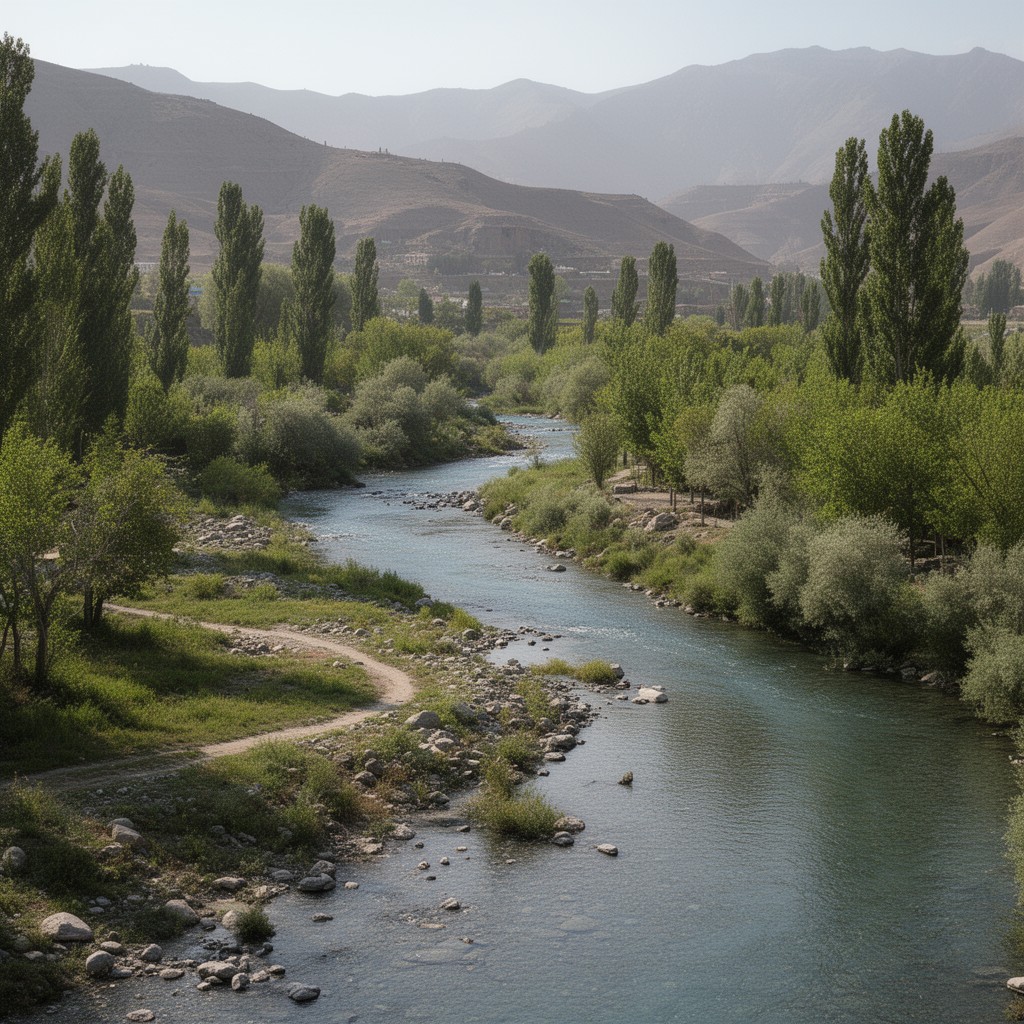 AI-generated illustration of Karaj River (nearby)