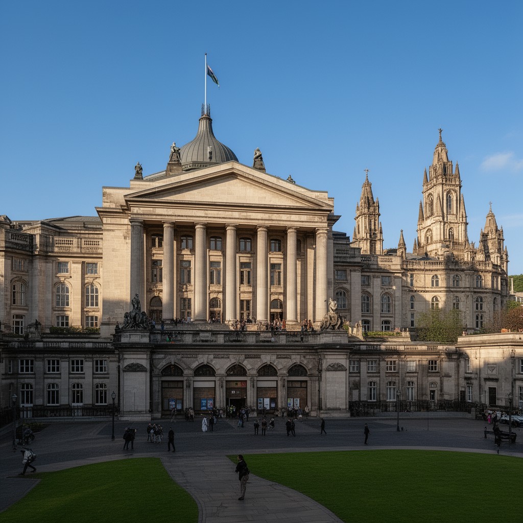 AI-generated illustration of Parliament Buildings, Stormont