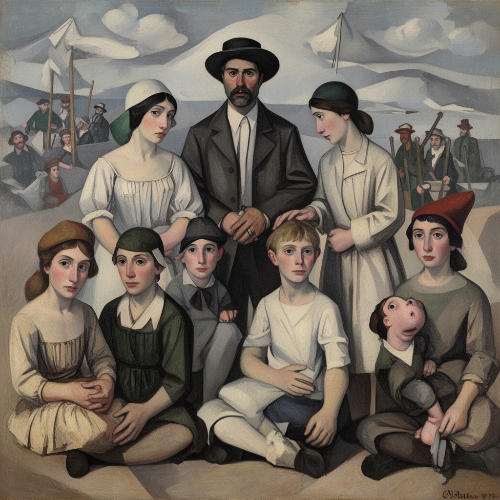 AI-generated illustration of Family of Saltimbanques