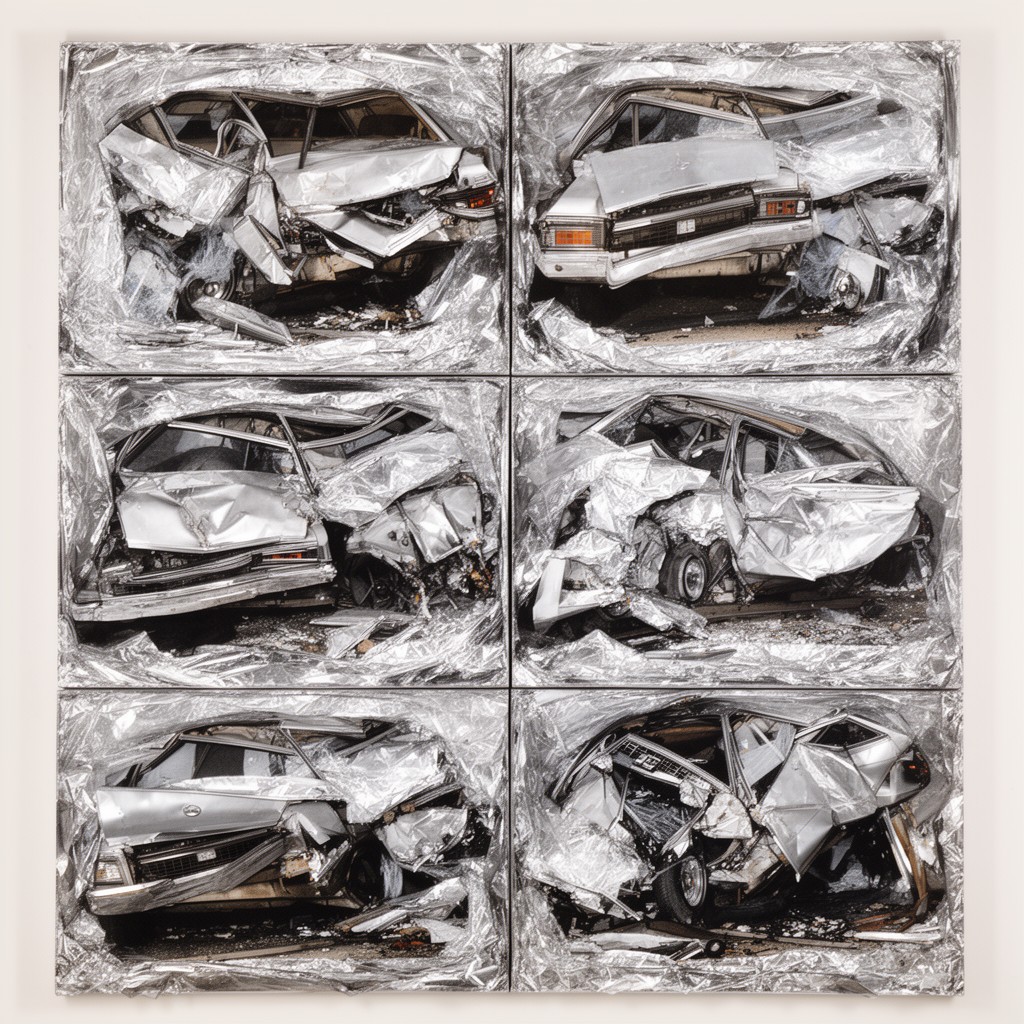 AI-generated illustration of Silver Car Crash (Double Disaster)