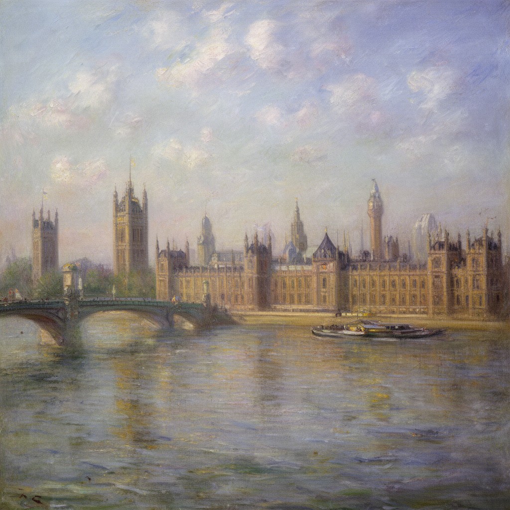 AI-generated illustration of Houses of Parliament series