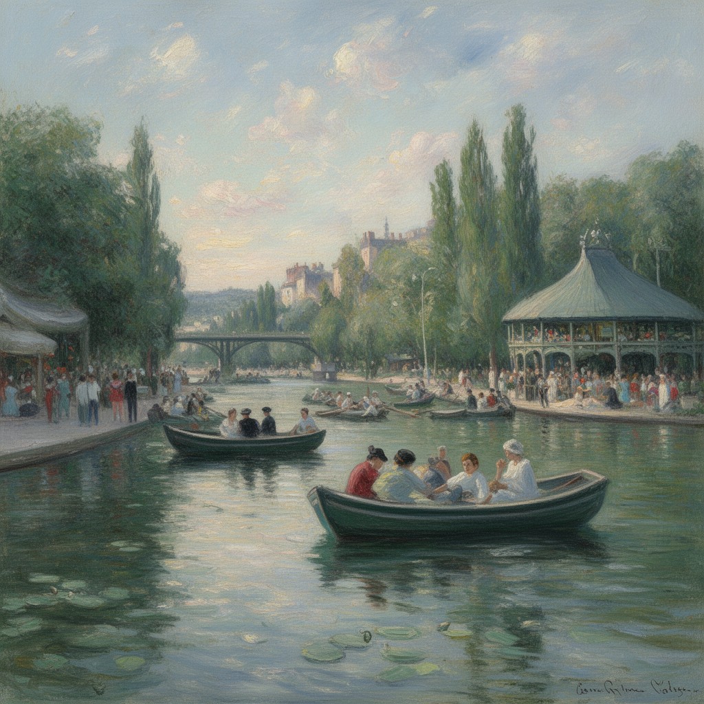 AI-generated illustration of La Grenouillère