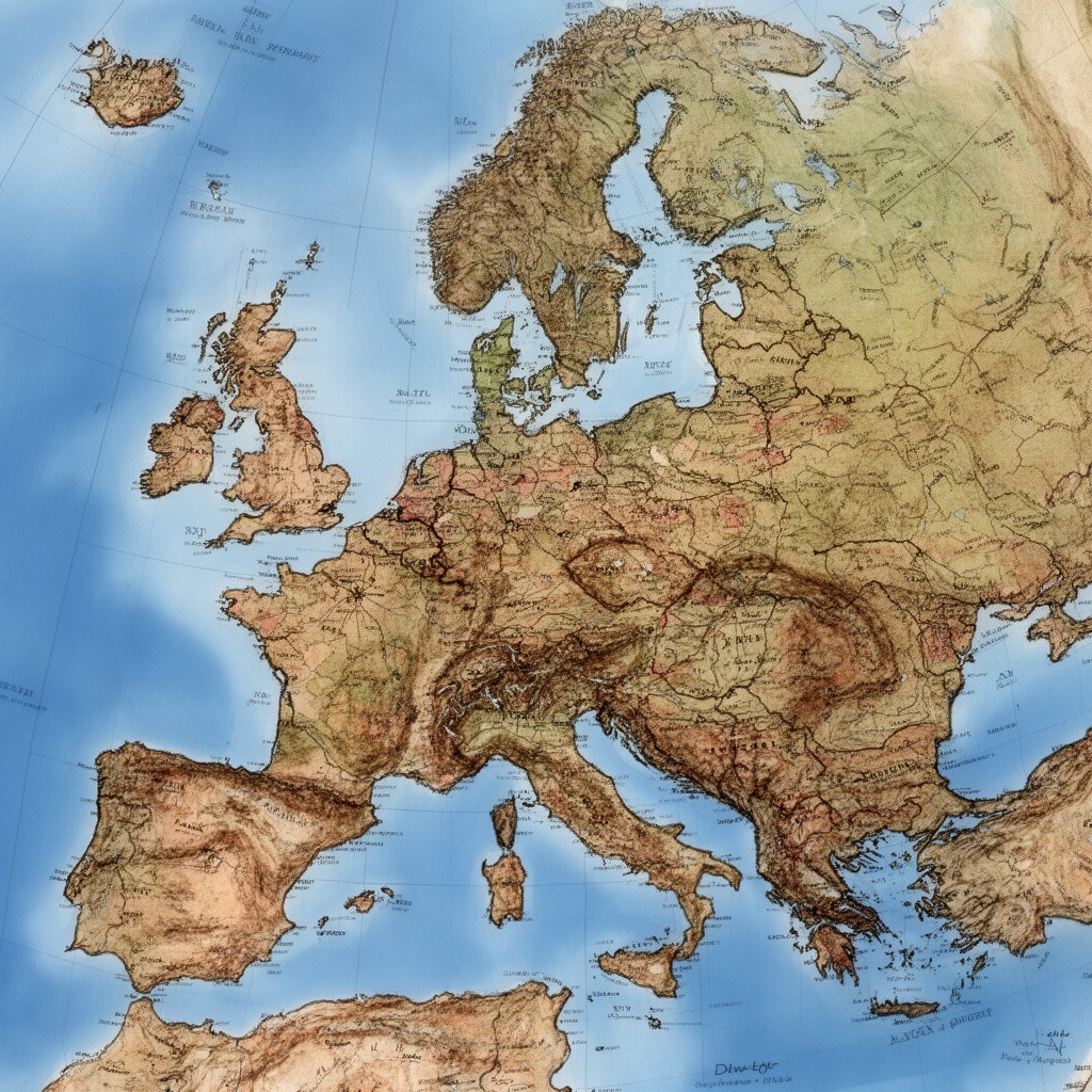 AI-generated illustration of Western Europe