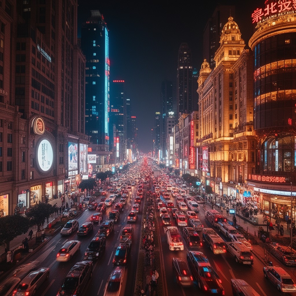 AI-generated illustration of Nanjing Road
