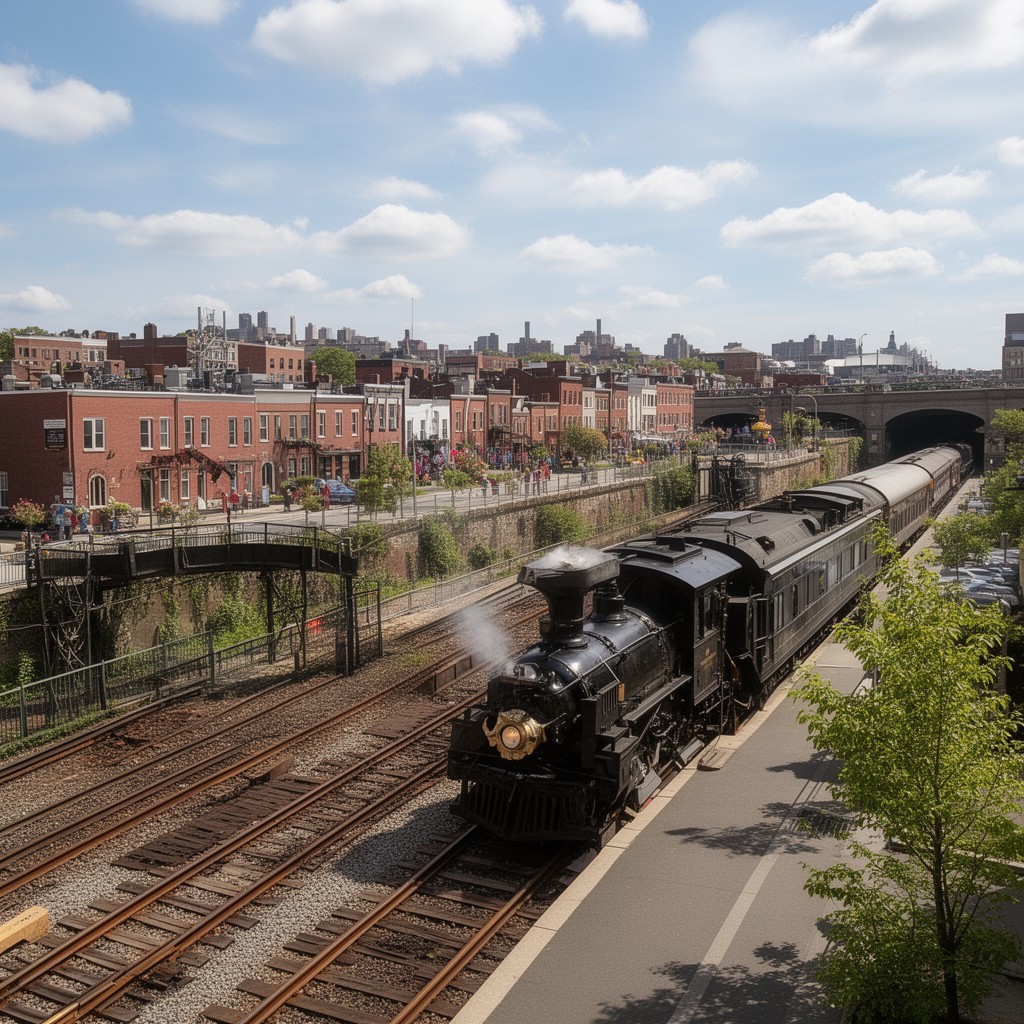 AI-generated illustration of Old Colony Railroad (nearby historical service)