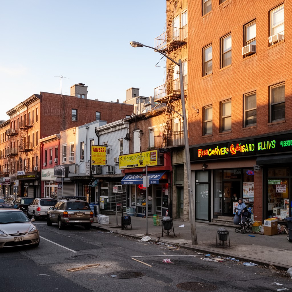 AI-generated illustration of Fields Corner commercial district