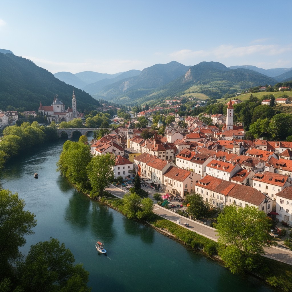 AI-generated illustration of Novo Mesto, Slovenia