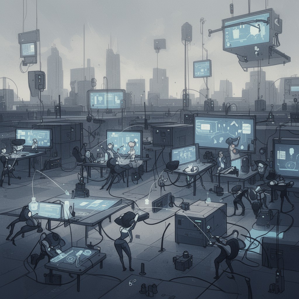 AI-generated illustration of one-dimensional society