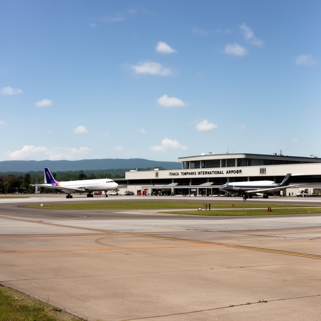 AI-generated illustration of Ithaca Tompkins International Airport