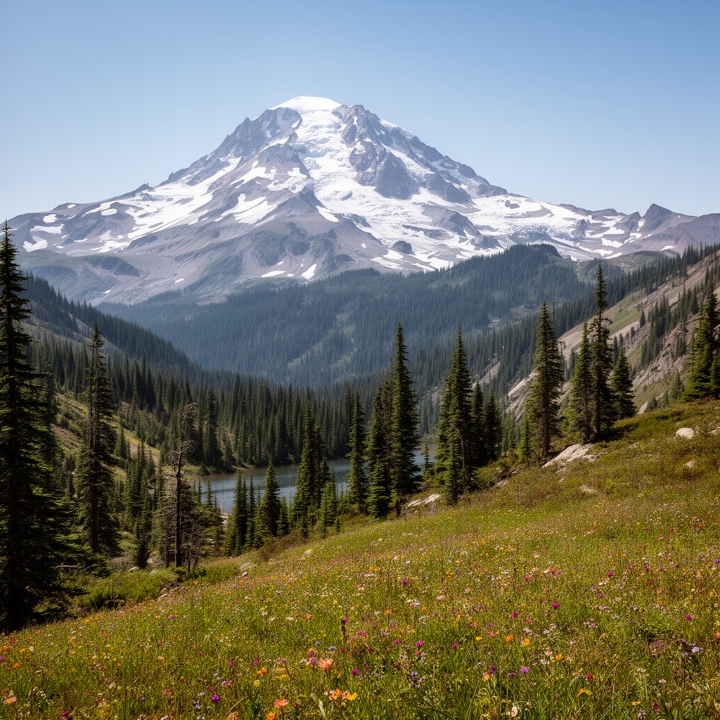 AI-generated illustration of Mount Rainier National Park